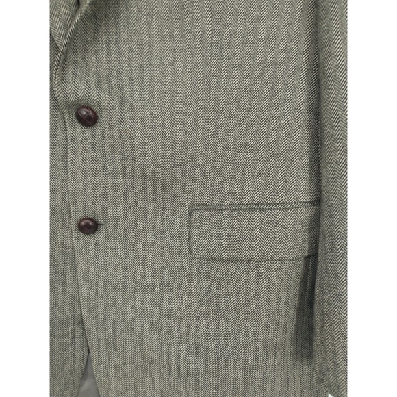 Ralph Lauren mens herringbone wool blazer Size 42L grey sport coat suede patch - Picture 7 of 11